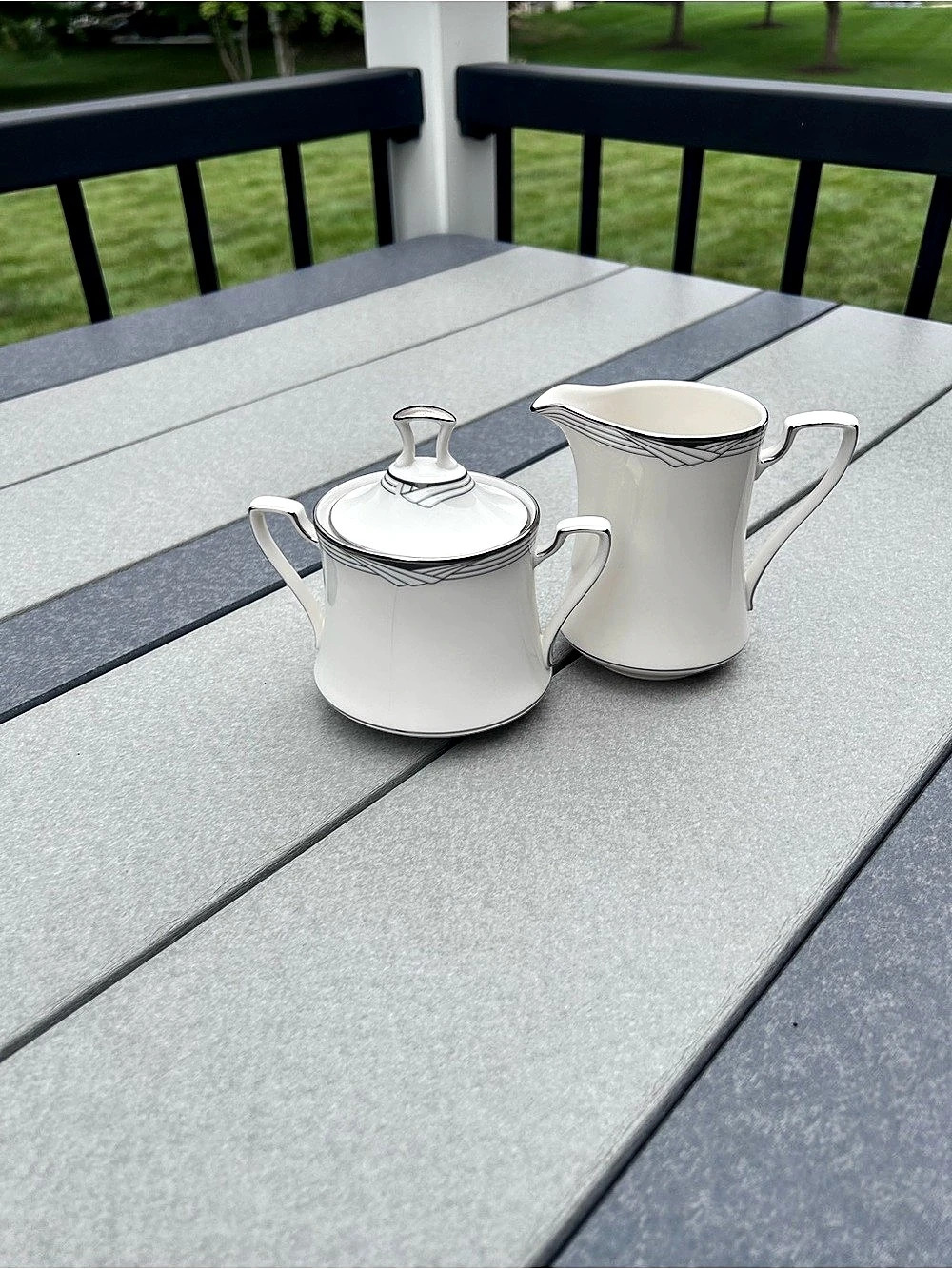 VINTAGE NORITAKE Sterling Cove Creamer & Sugar Set Fine China Retired LIKE New - Picture 10 of 10